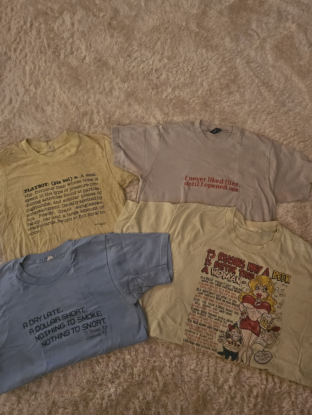 RARE 🔥 VINTAGE 70s 80s Playboy , Sex, Drugs, Beer Single Stich Tee Lot 4 Ast Sz
